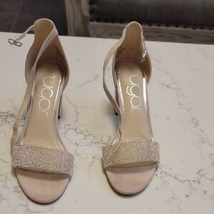 Sugar Beige Strappy Heels with Rhinestones